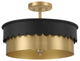 3-Light Ceiling Light, Matte Black and Natural Brass