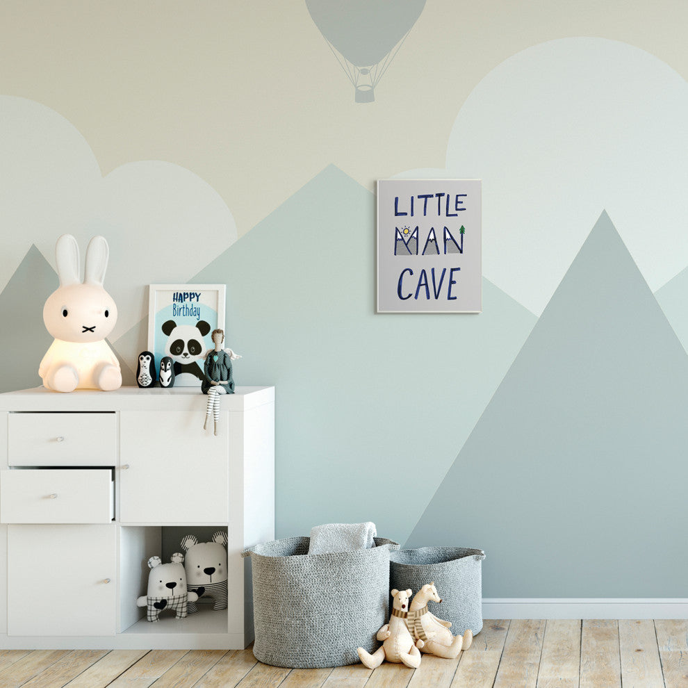 Kids Little Man Cave Word Boys Grey, 10"x15"