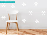 Flower Fabric Wall Decals, Set of 9 Flowers, White