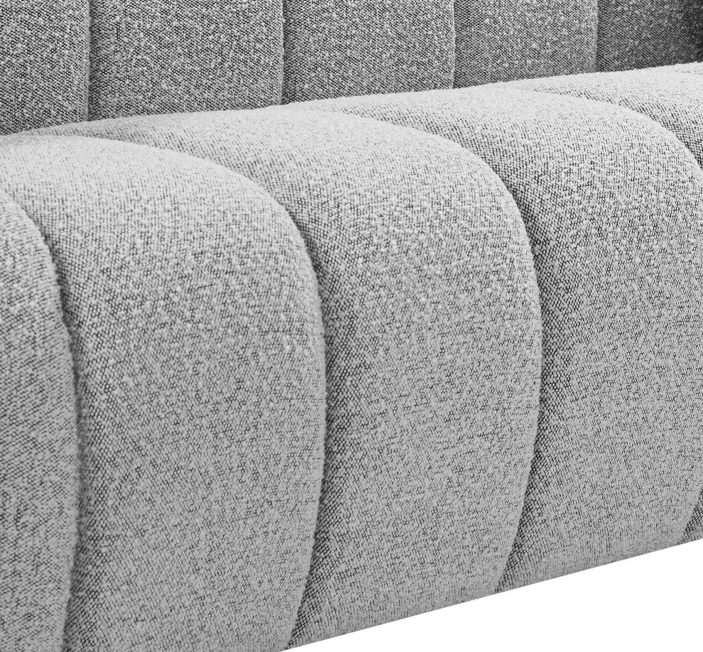 Elijah Boucle Fabric Upholstered Sofa, Grey