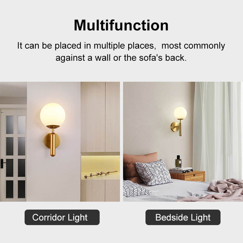 Decorica White and Gold LED Glass Globe Indoor Wall Sconce