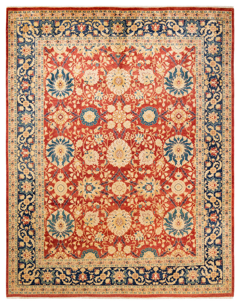 Eclectic, One-of-a-Kind Hand-Knotted Area Rug Orange, 7' 10" x 10' 1"