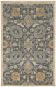9'x13' Black Orange And Gray Wool Floral Area Rug