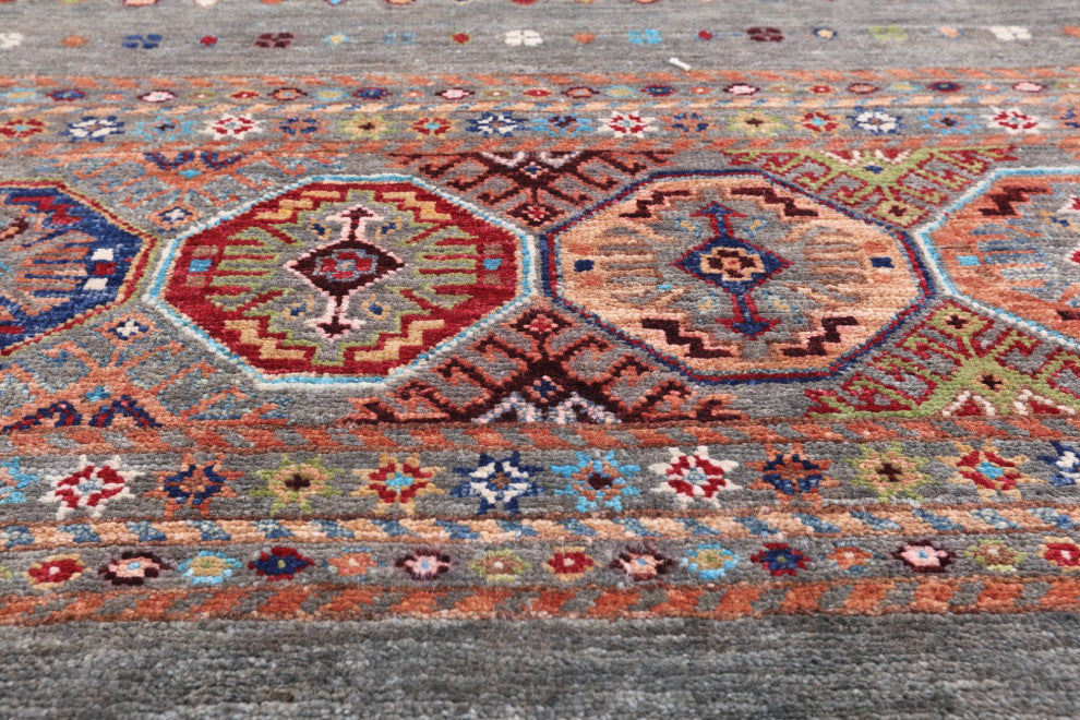 Super Kazak Khorjin Handmade Wool Rug 9' 3" X 12' 2" Q8427
