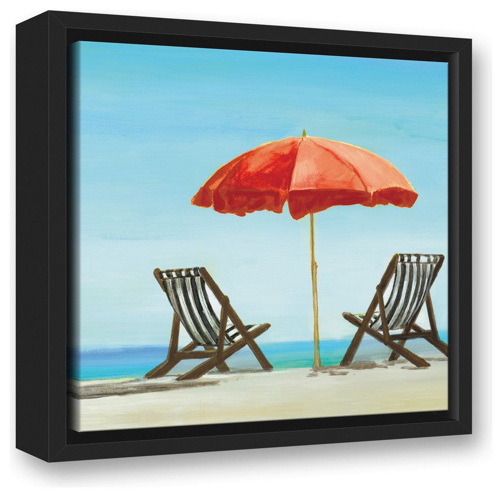 Lazy Beach Day 12x12 Black Floating Framed Canvas