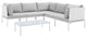 Harmony 6-Piece Sunbrella Outdoor Patio Aluminum Sectional Sofa Set, White Gray