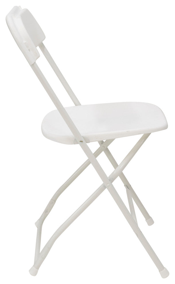 Celebration Poly Folding Chair, White With White Frame