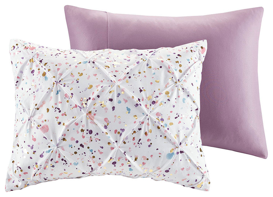 Intelligent Design Abby Splash Purple Metallic Comforter Set With Two Pillows