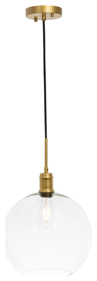 Living District Emett 1-Light Metal Pendant in Brass and Clear Glass