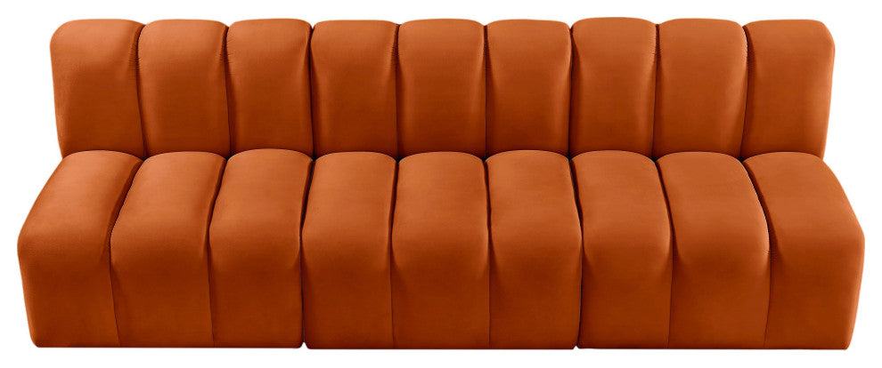 Arc Velvet Upholstered 3-Pc. Modular Sofa, Cognac