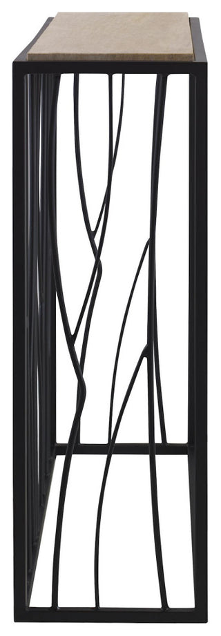 Uttermost 25104 Reed 36"W Metal and Stone Table - Dark Iron / Ivory