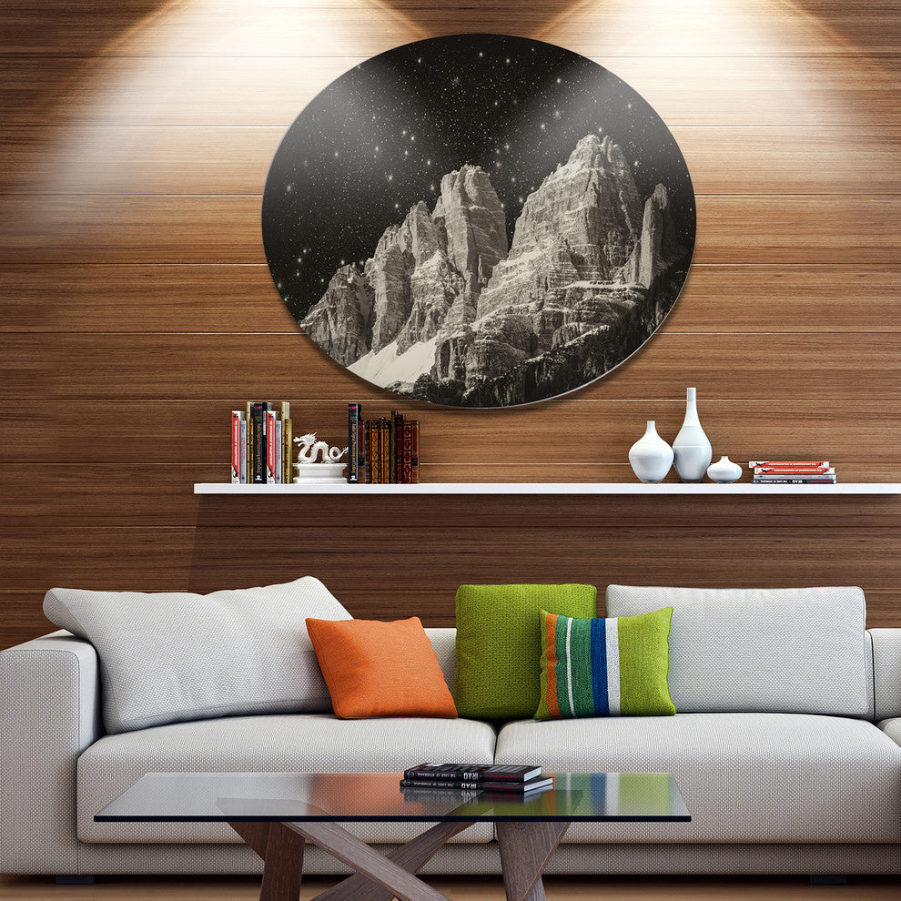 High Peaks Of Dolomites Italian Alps, Landscape Disc Metal Artwork, 11"