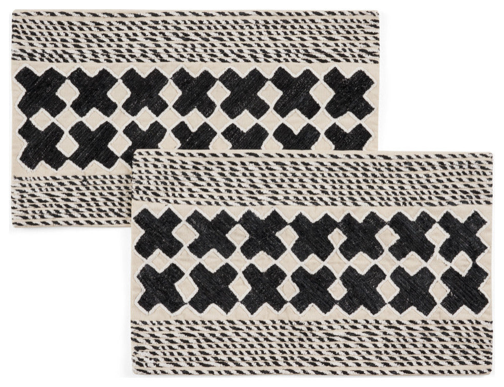 Kerman Boho Handcrafted Fabric Pillow Cover, Set of 2