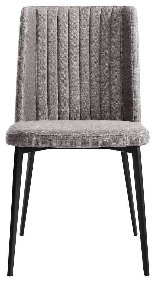 Arles Dining Chair, Matte Black Finish and Gray Fabric, Set of 2
