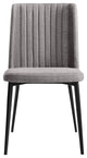 Arles Dining Chair, Matte Black Finish and Gray Fabric, Set of 2
