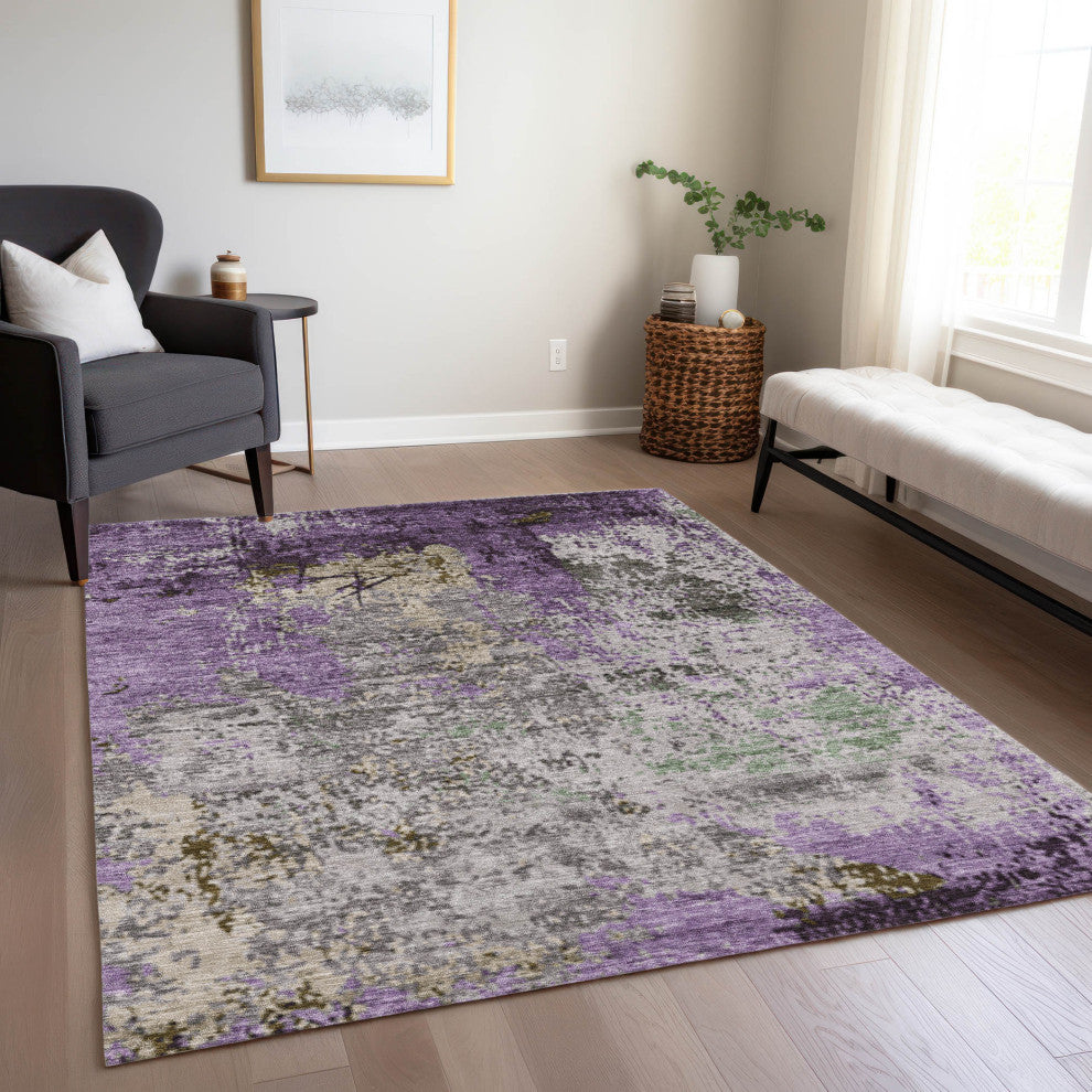Machine Washable Indoor/Outdoor Chantille ACN1911 Violet 10' x 14' Rug