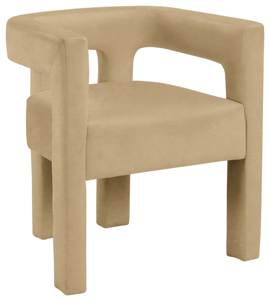 Athena Velvet Upholstered Dining Chair, Camel