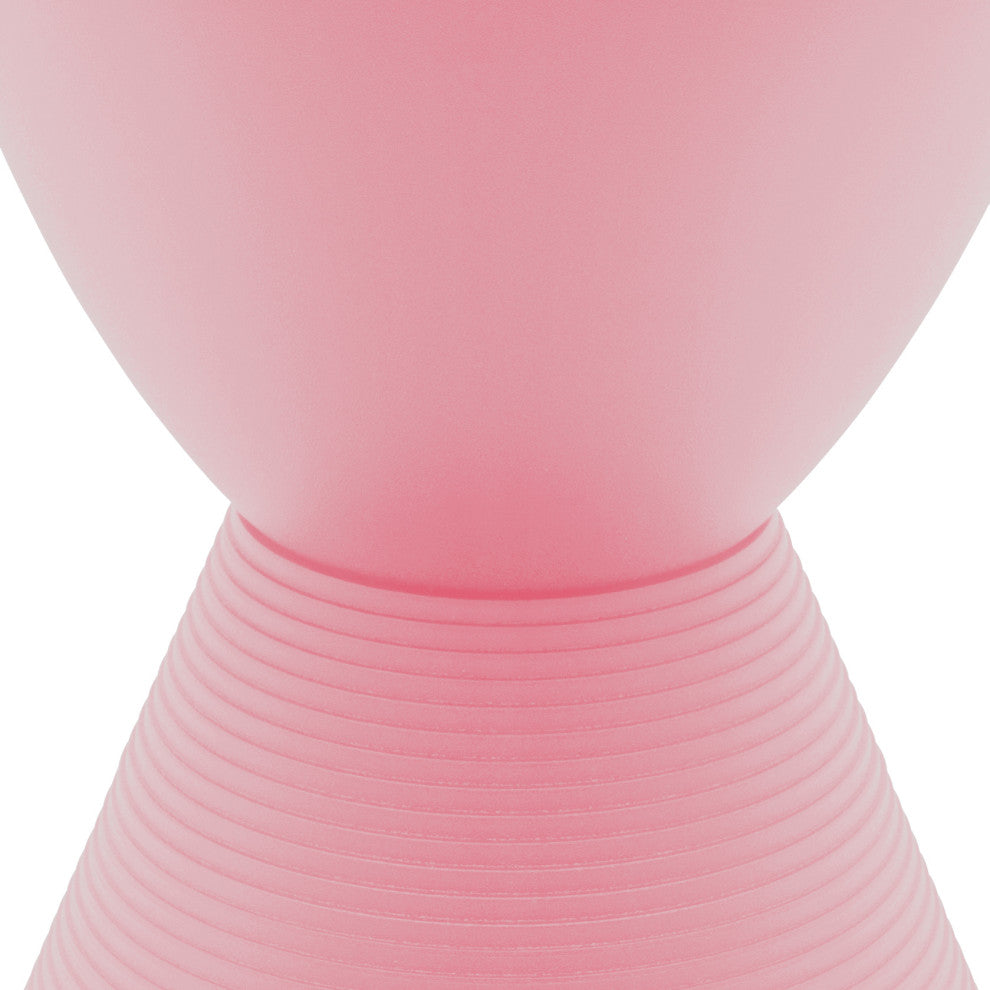 Round Side Table in ABS Plastic Ribbed Design End Table with Removable Lid, Pink
