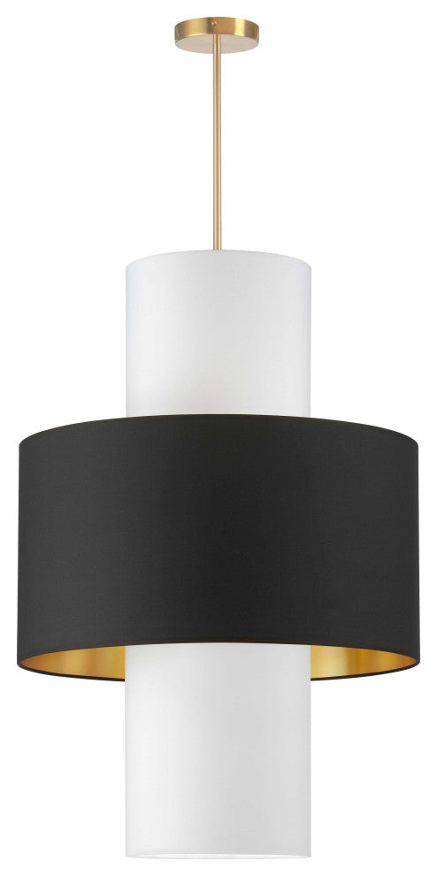 Patrona Contemporary 4 Light Black Aged Brass Fabric Pendant