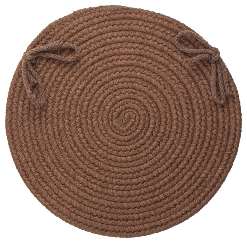 Rhody Rug Wool Solid Chair Pad, Walnut, 15"