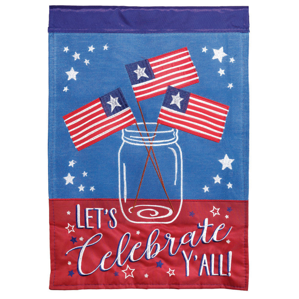 Flag Lets Celebrate Yall Burlap 13x18