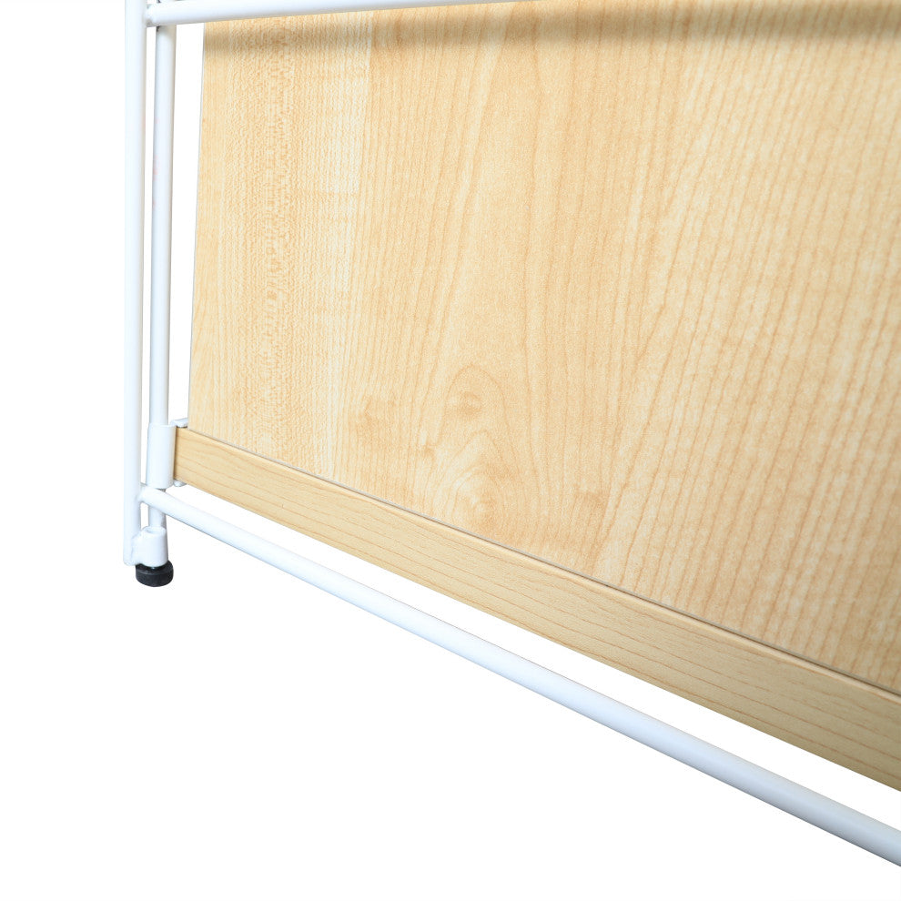 Brentwood 4-Tier Etagere Bookcase Wide Display Shelf with Steel Frame, Natural Wood