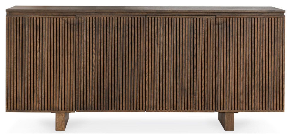 Roya 82" Oak Wood 3-Door Sideboard Buffet, Toasted Brown, 4-Door