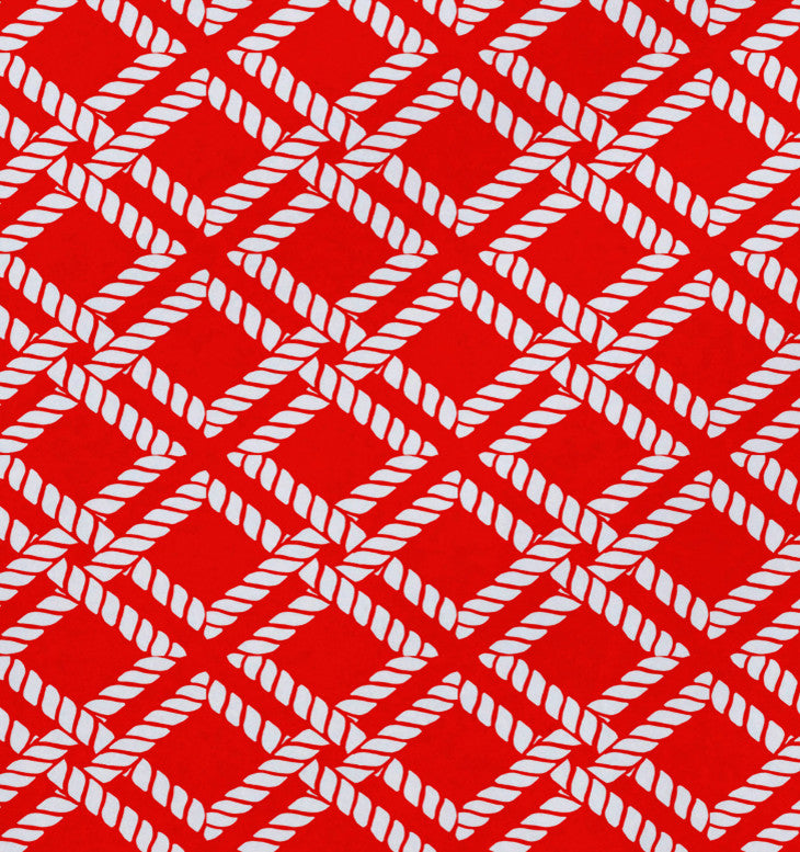 18"x14" Rope Rigging, Geometric Print Placemat, Red-Orange, Set of 4