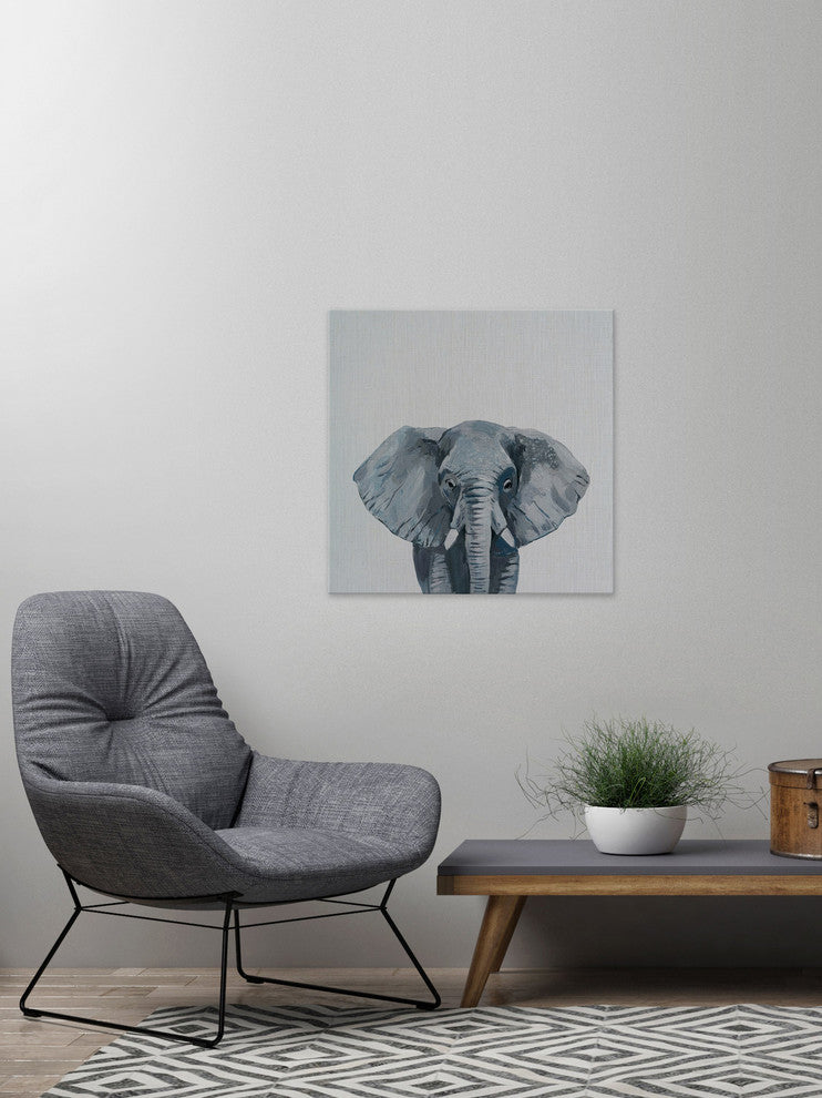 "Gray Elephant" Painting Print on Wrapped Canvas, 32"x32"