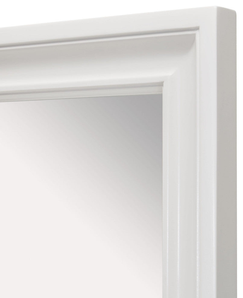 Rectangular Framed Wall Mounted Bathroom Vanity Mirror, White