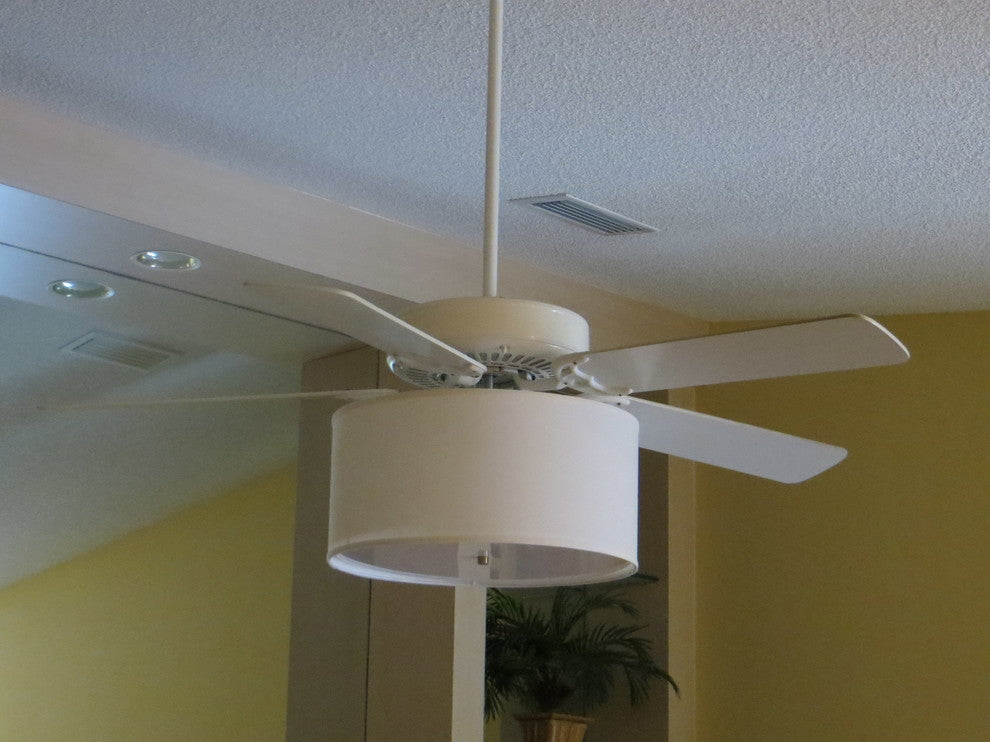 Ceiling Fan Light Kit With Linen Shade (Fan NOT included), Parchment, 17"x17"x8"