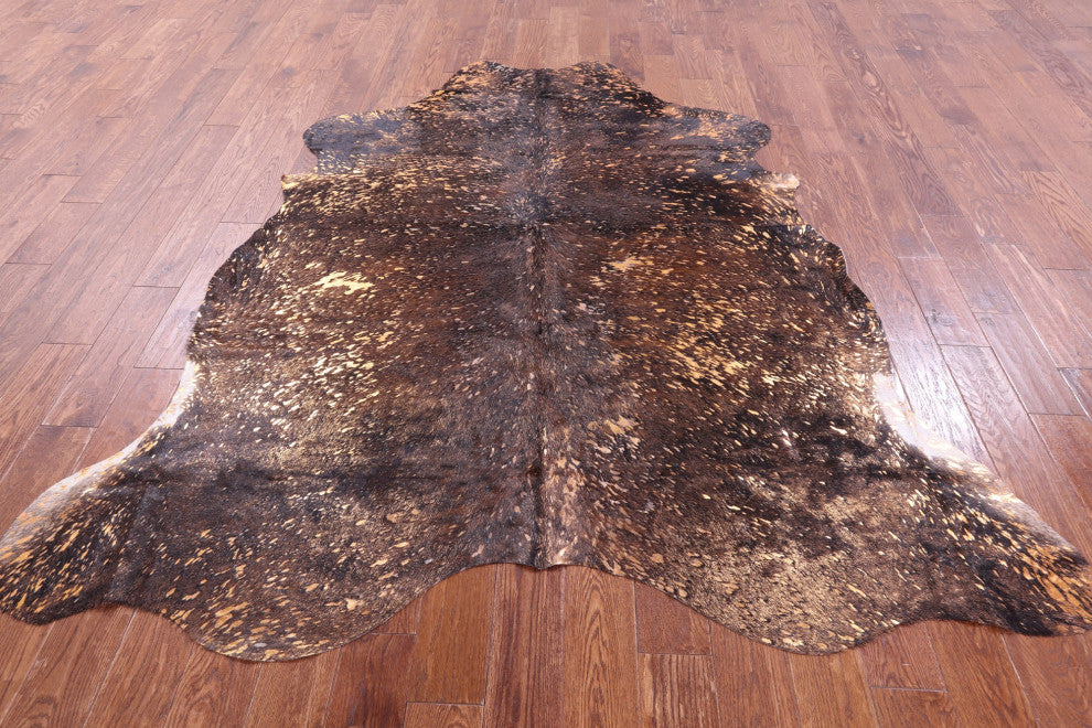 7' 6" X 6' 11" Gold Metallic Cowhide Rug C2080