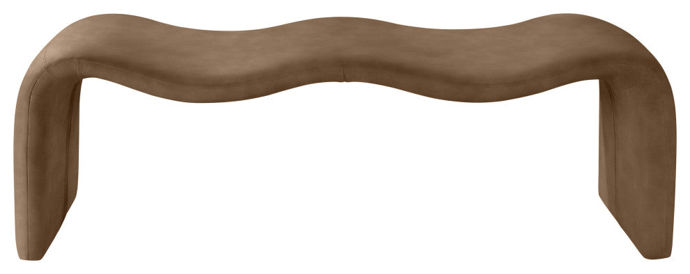 Willow Upholstered Bench, Brown, Vegan Leather