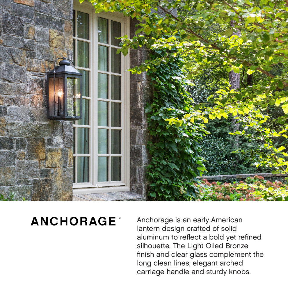 Hinkley Anchorage Large Wall Mount Lantern, Light Oiled Bronze