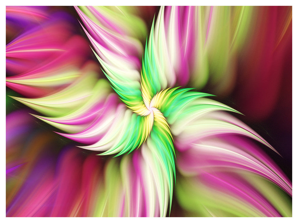 Huge Rotating Pink Flower, Floral Canvas Art Print, 40"x30"