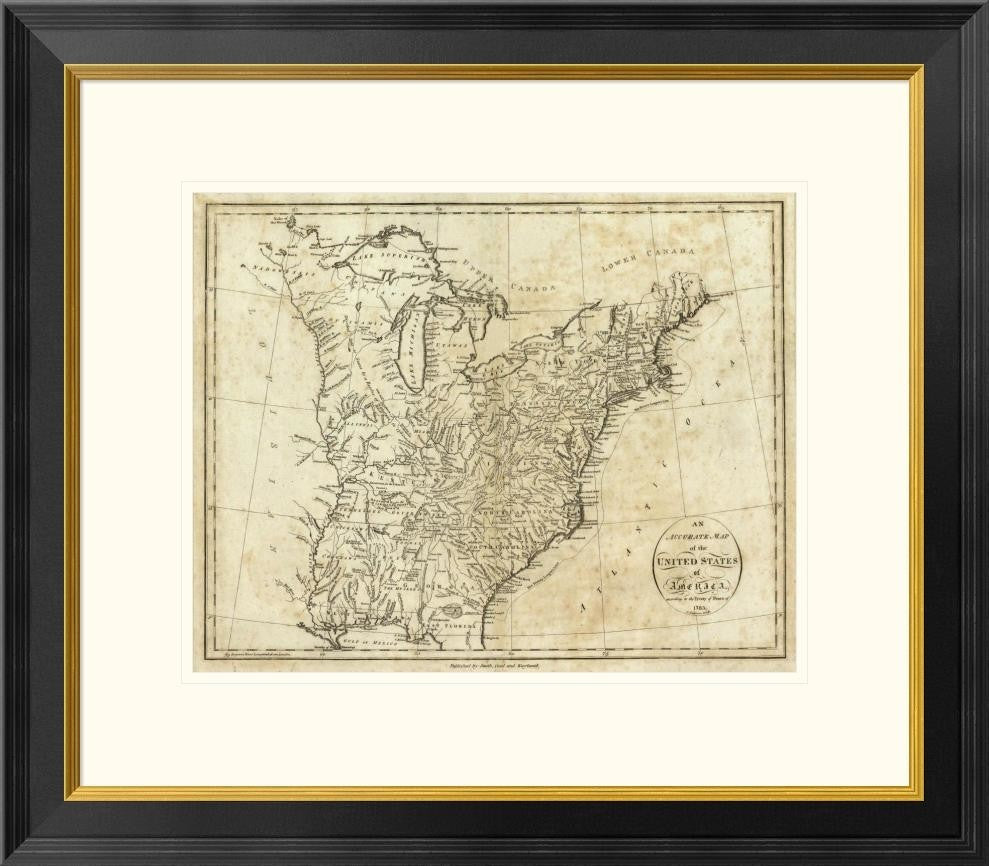 "Map of the United States of America, 1796"  by John Reid, 26x23"
