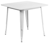 Commercial Grade 31.5" Square White Metal Indoor-Outdoor Table