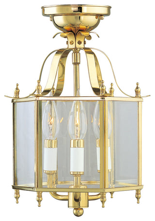 Livingston Convertible Chain-Hang and Ceiling Mount, Polished Brass