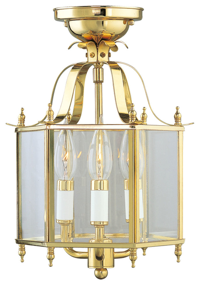 Livingston Convertible Chain-Hang and Ceiling Mount, Polished Brass