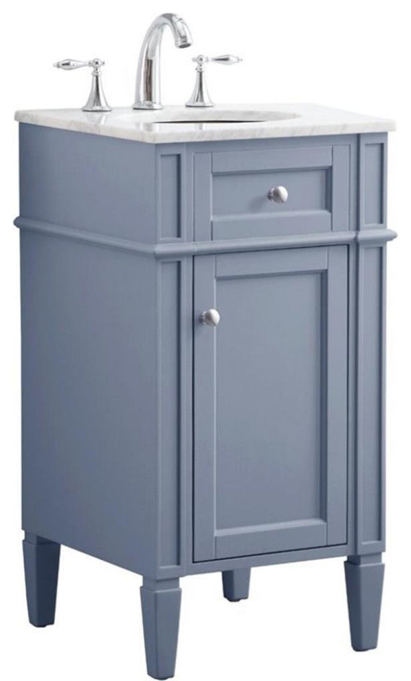 Elegant Decor Park Avenue 18" Single Marble Top Bathroom Vanity in Gray