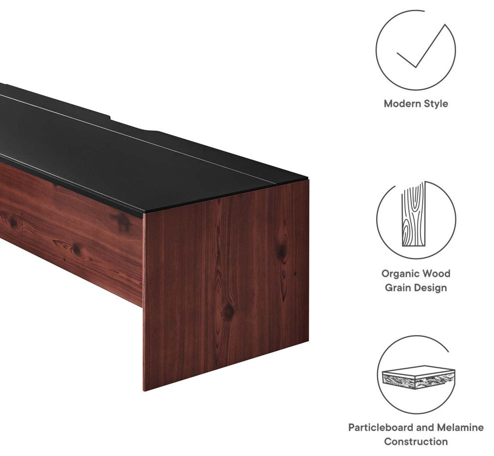 Kinetic 49" Wall-Mount Office Desk With Cabinet and Shelf, Black Cherry