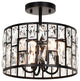 Daisy 4-light Black Crystal Glass Prism Round Drum Shade Flush Mount