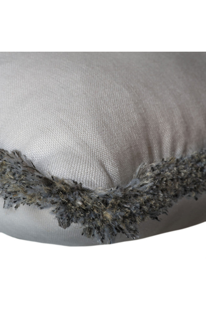 White Linen Cushion with Silvery Gray Fringe | Andrew Martin Beagle, Silvery Gray Fringe