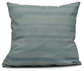 Raya De Agua, Stripe Print Pillow, Aqua, 16"x16"