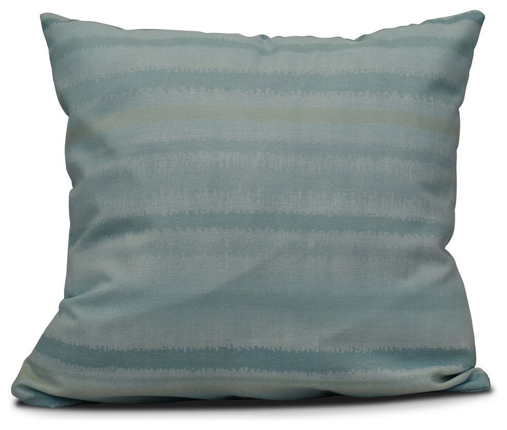Raya De Agua, Stripe Print Pillow, Aqua, 16"x16"