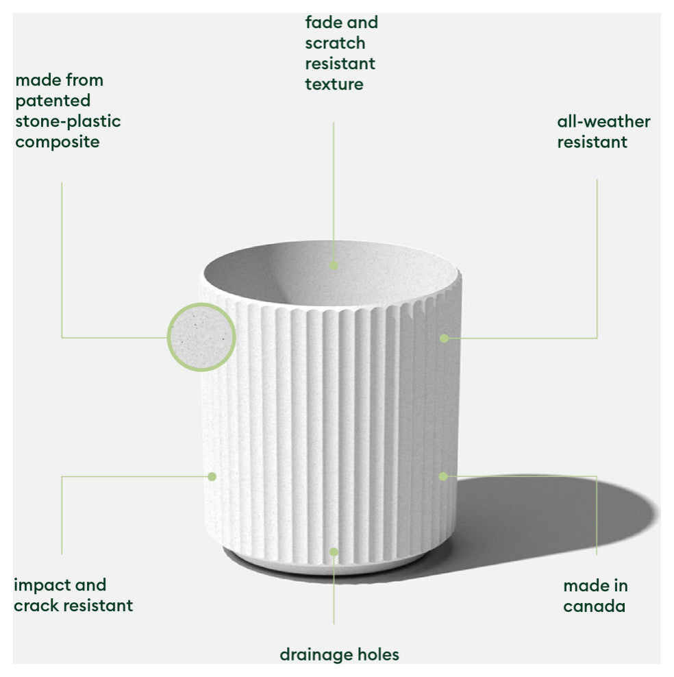 Veradek Demi Series Planter, White, 12", 1 Pack
