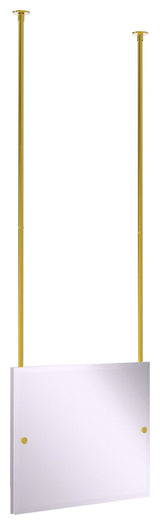 Frameless Landscape Ceiling Hung Mirror with Beveled Edge, Polished Brass