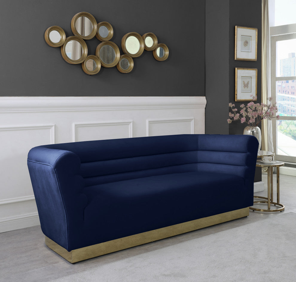 Bellini Velvet Upholstered Sofa, Navy