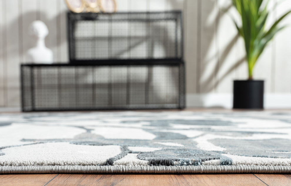 Abani Nova NOV180A Modern Grey and Blue Floral Area Rug
