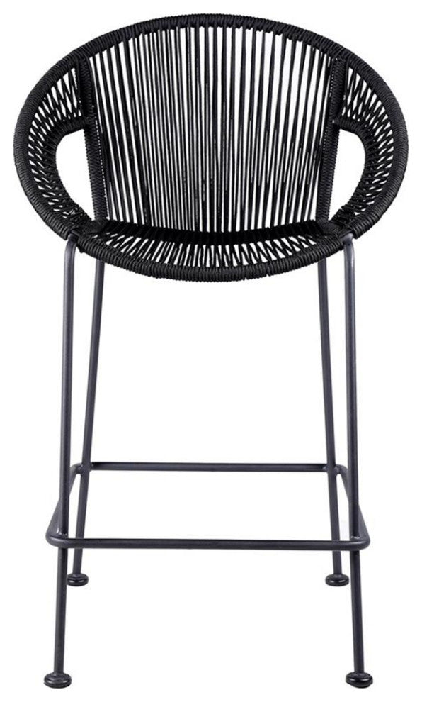 Armen Living Acapulco 26" Indoor Outdoor Fabric Counter Stool in Black